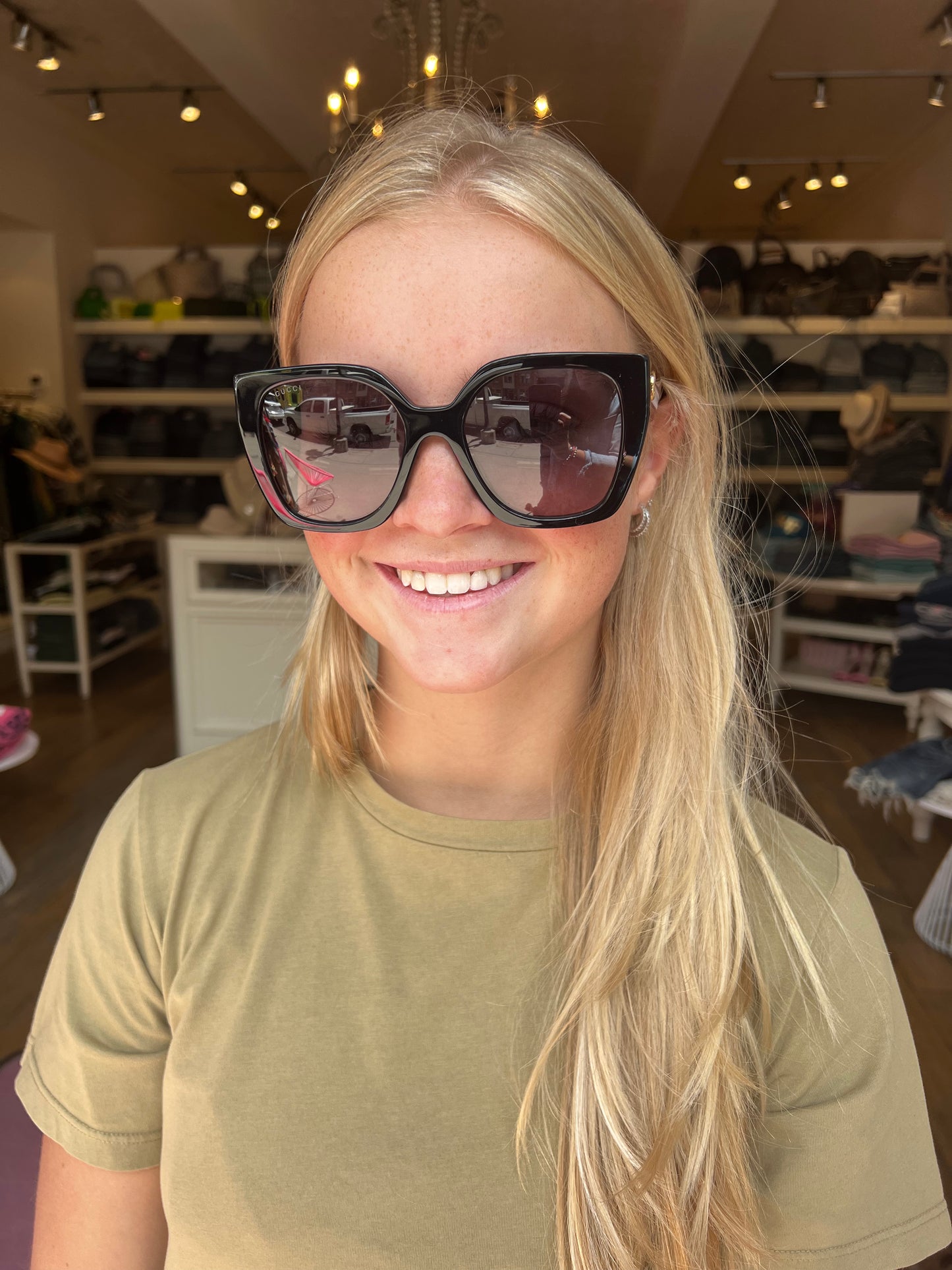GG Oversized Stripe Sunglasses