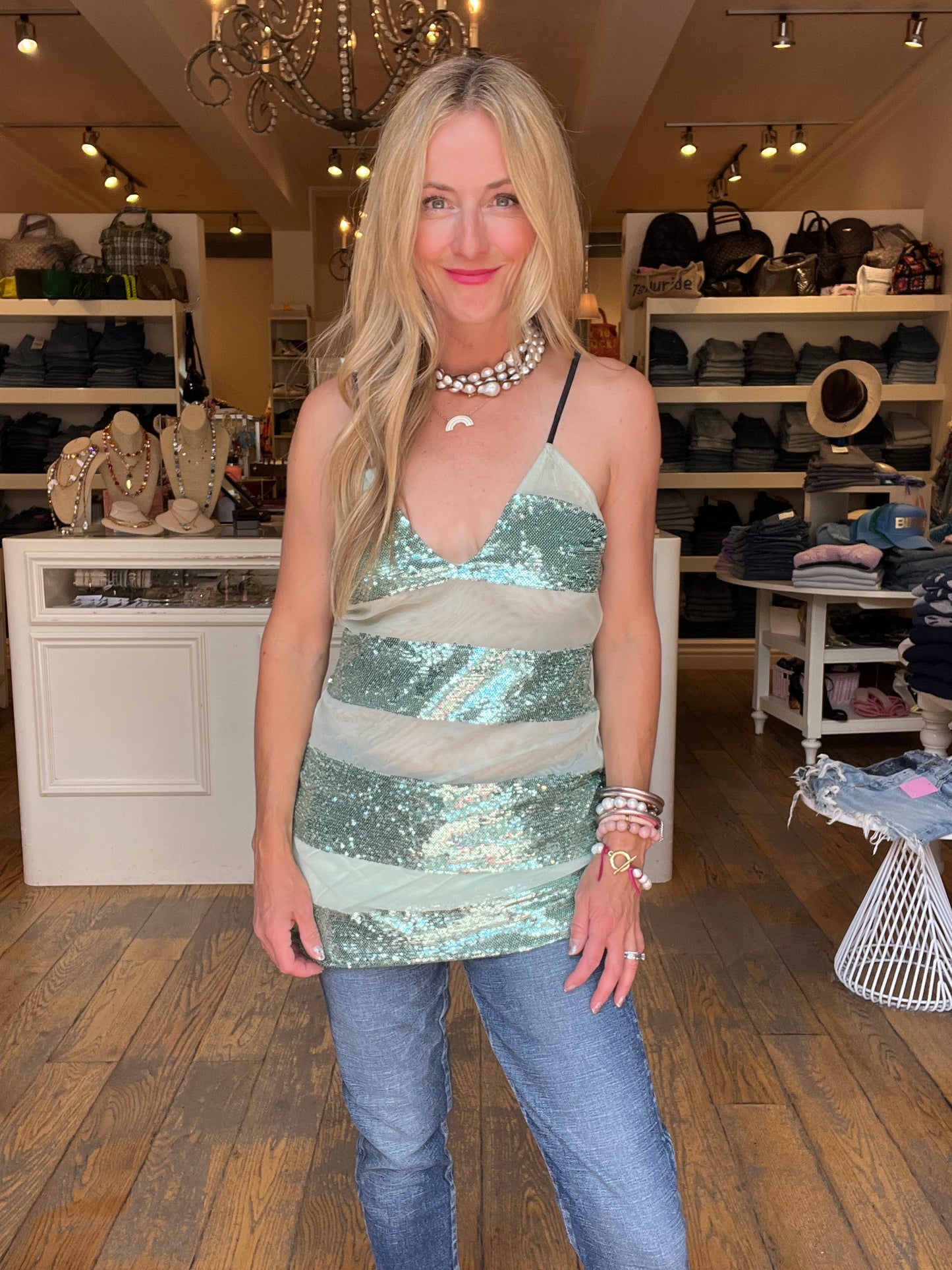 Fleur Du Mal Sequin V Neck