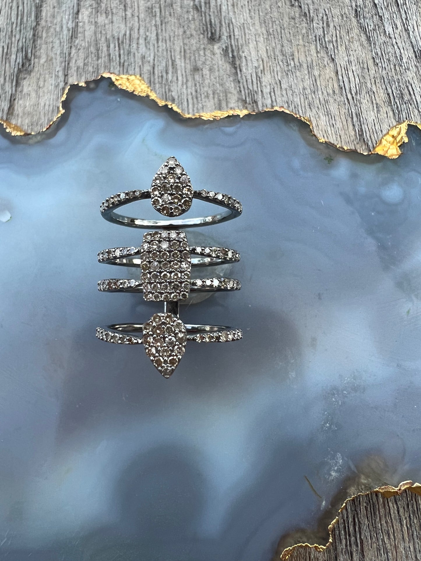 Vintage La Rose Pave Layered Stack Ring