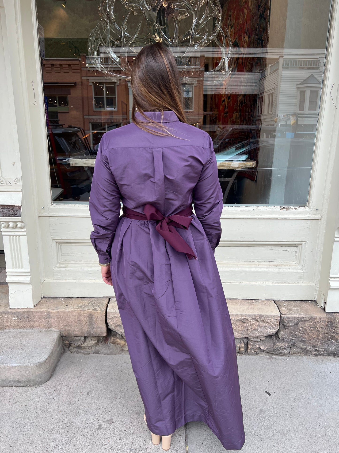 Sara Roka Elenat B Long Techno Taffeta Dress
