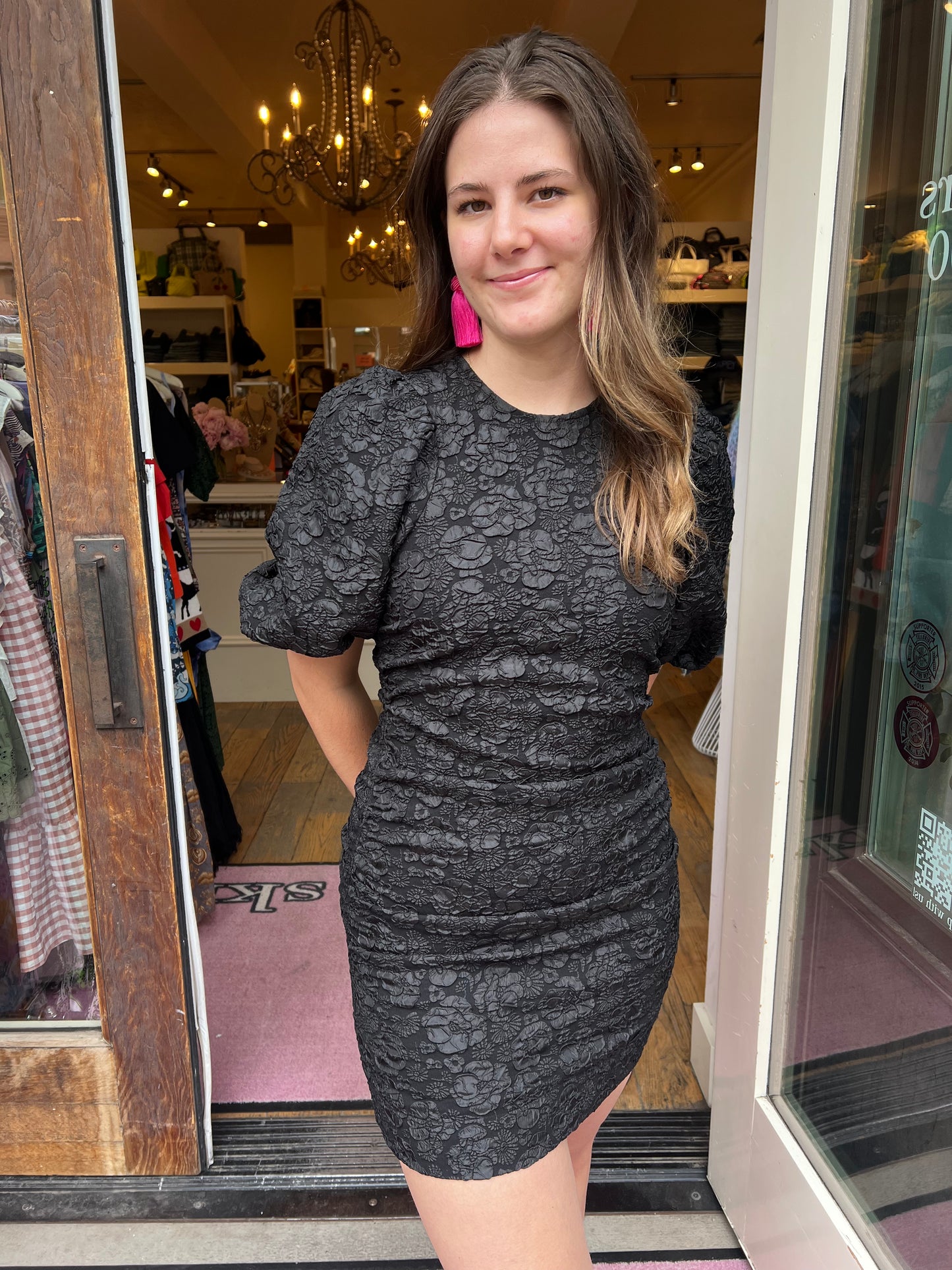 Ganni Puff Sleeve Mini Dress