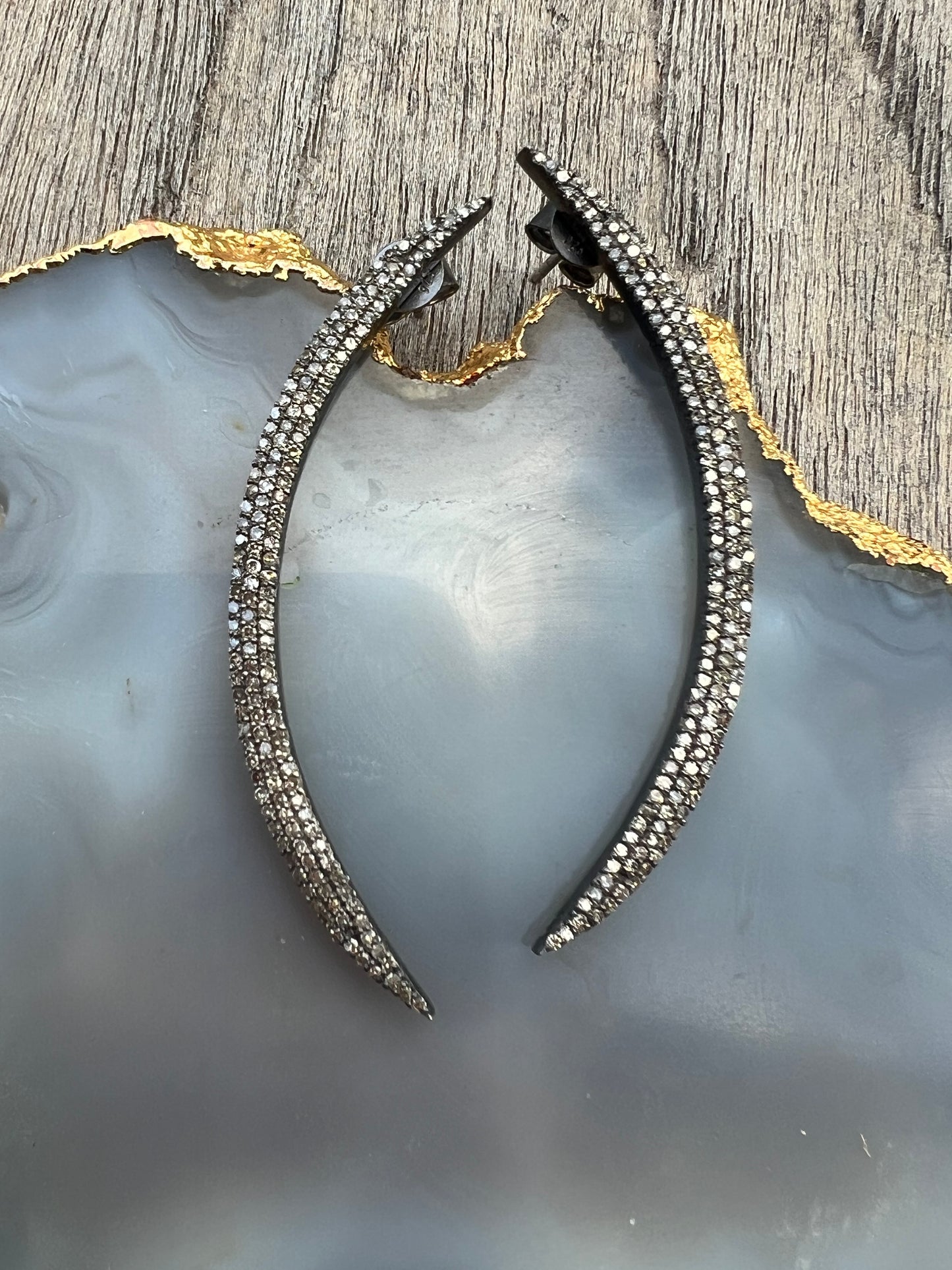 Vintage La Rose Pave Large Curve Earring