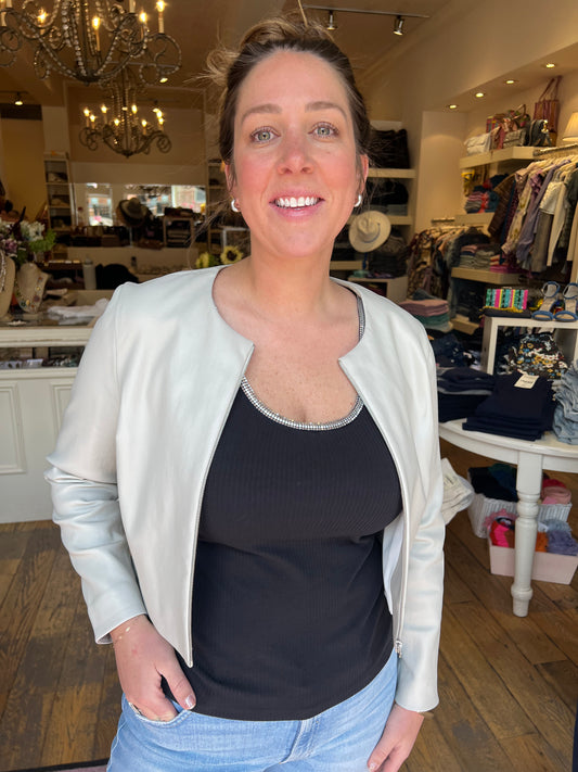 Susan Bender Leather Cardigan Jacket