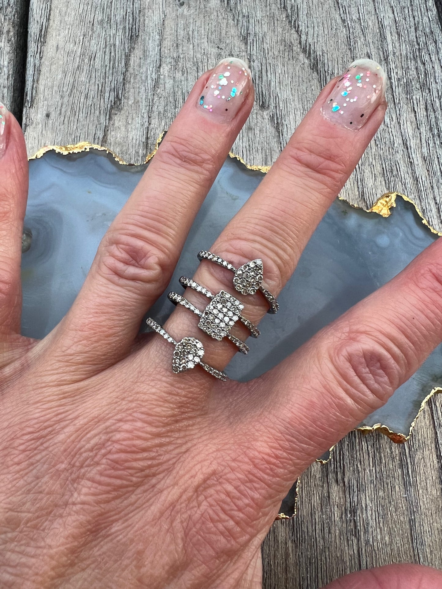 Vintage La Rose Pave Layered Stack Ring
