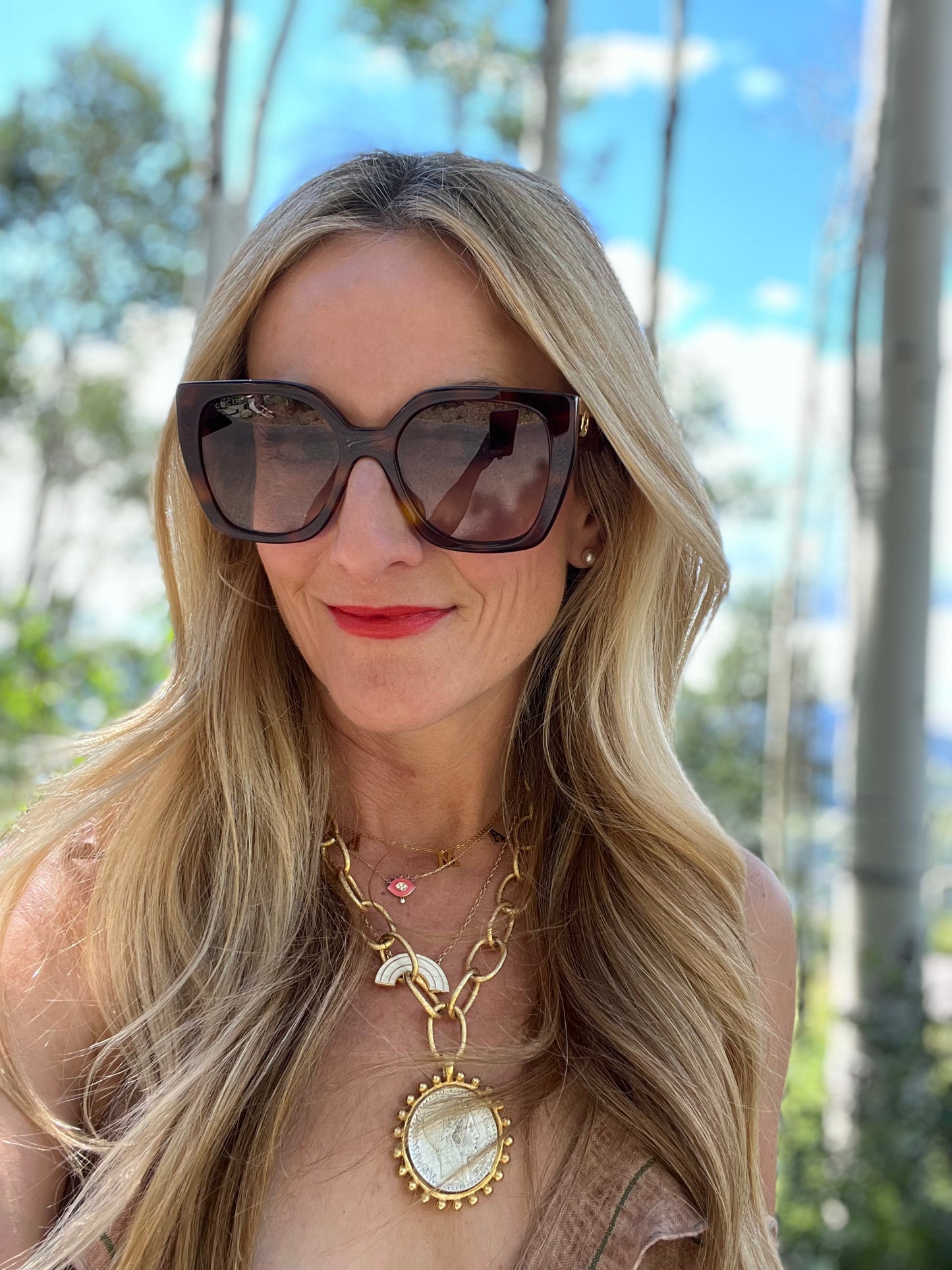 GG Tort Gold Glitter Arm Sunglasses