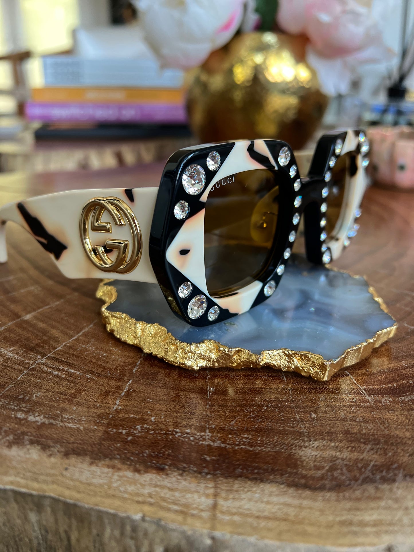 GG Rhinestone Square Glasses
