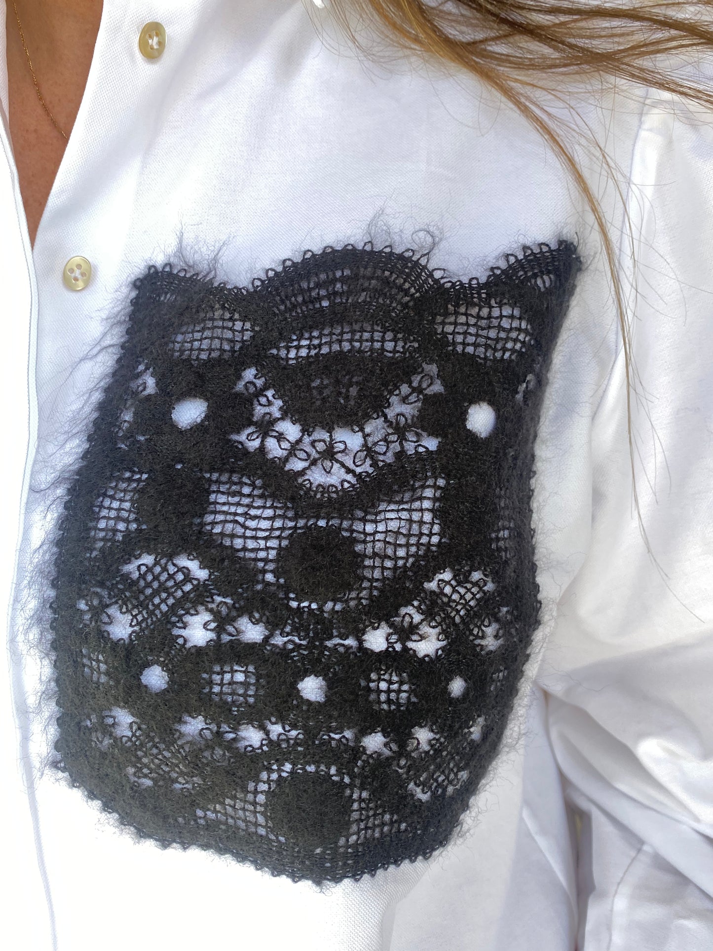 Le Sarte Black Lace Pocket Blouse