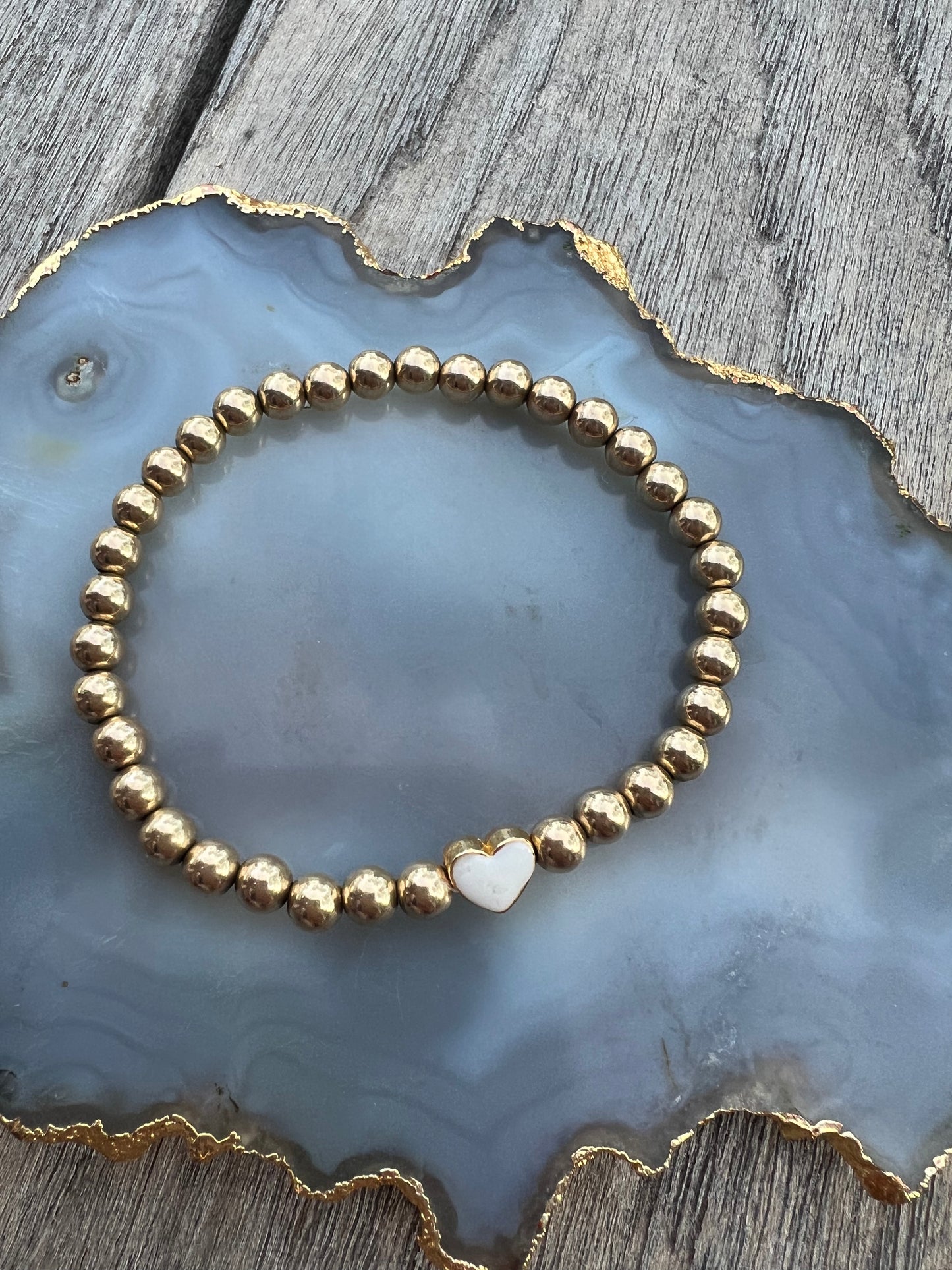 Ruby & Violet Gold Bead Heart Bracelet