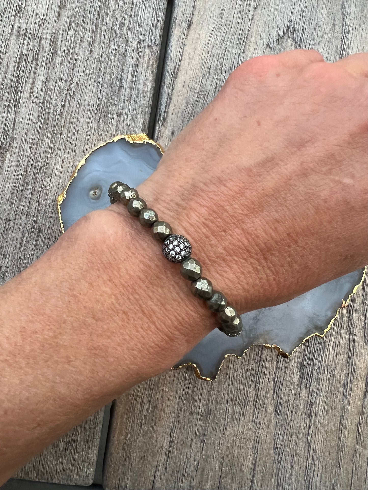 Ruby & Violet Riverstone Gold Skull Bracelet