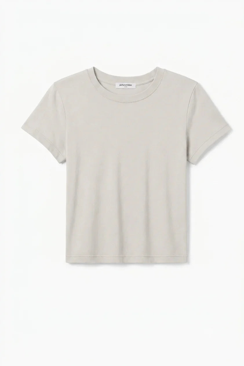 perfectwhitetee Lisa slim crew tee in Whitecap Grey, product view