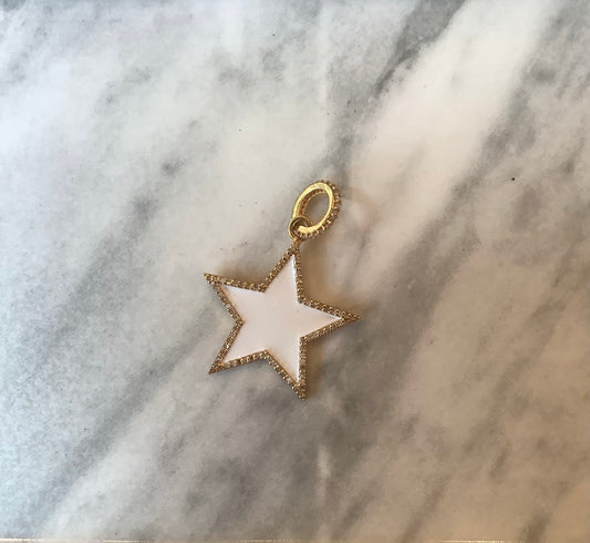 Evergreen White Enamel Star Charm