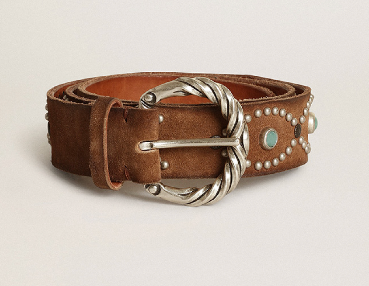 Golden Goose - Houston Belt in Brown Braided Leather, Man, Size: 90