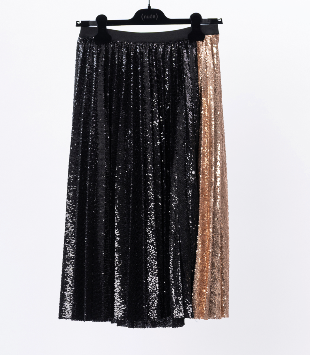 Nude Gold/Blk Sequin Skirt