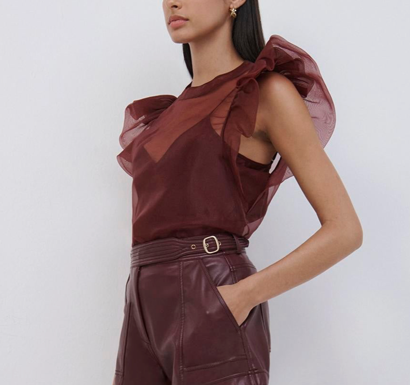 JS Corina Organza Ruffle Top