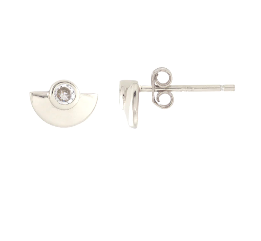 Kris Nations Half Moon Crystal Stud Earring