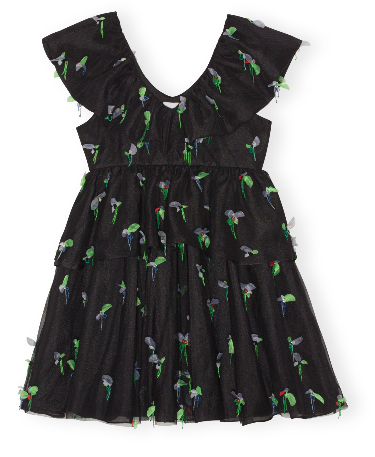 Ganni Embellished Mesh Mini Dress