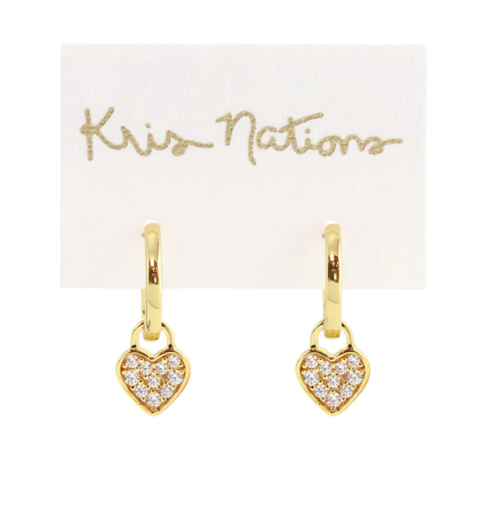 Kris Nations Heart Crystal Huggie Hoop