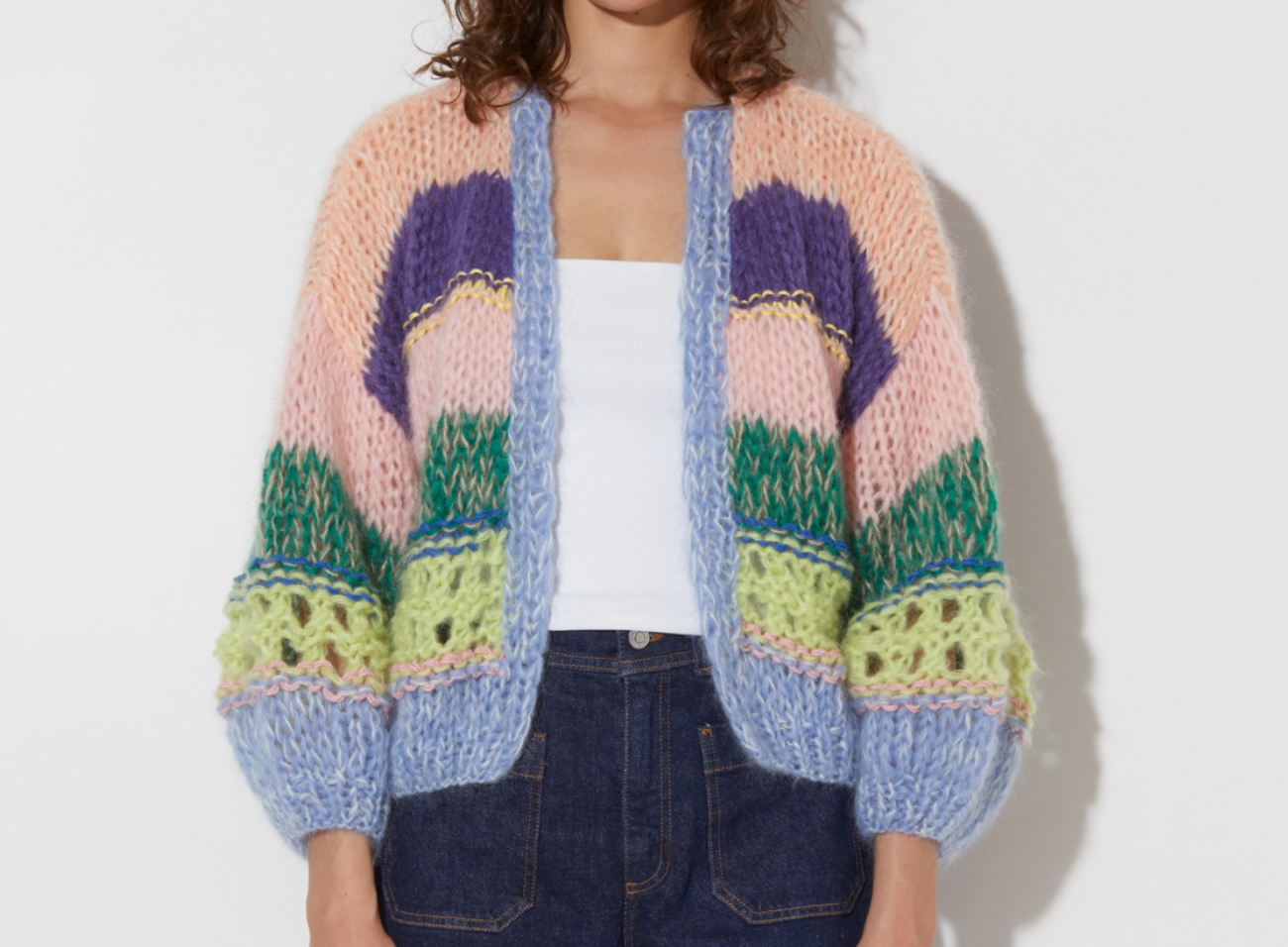 Maiami Striped Bomber Cardigan