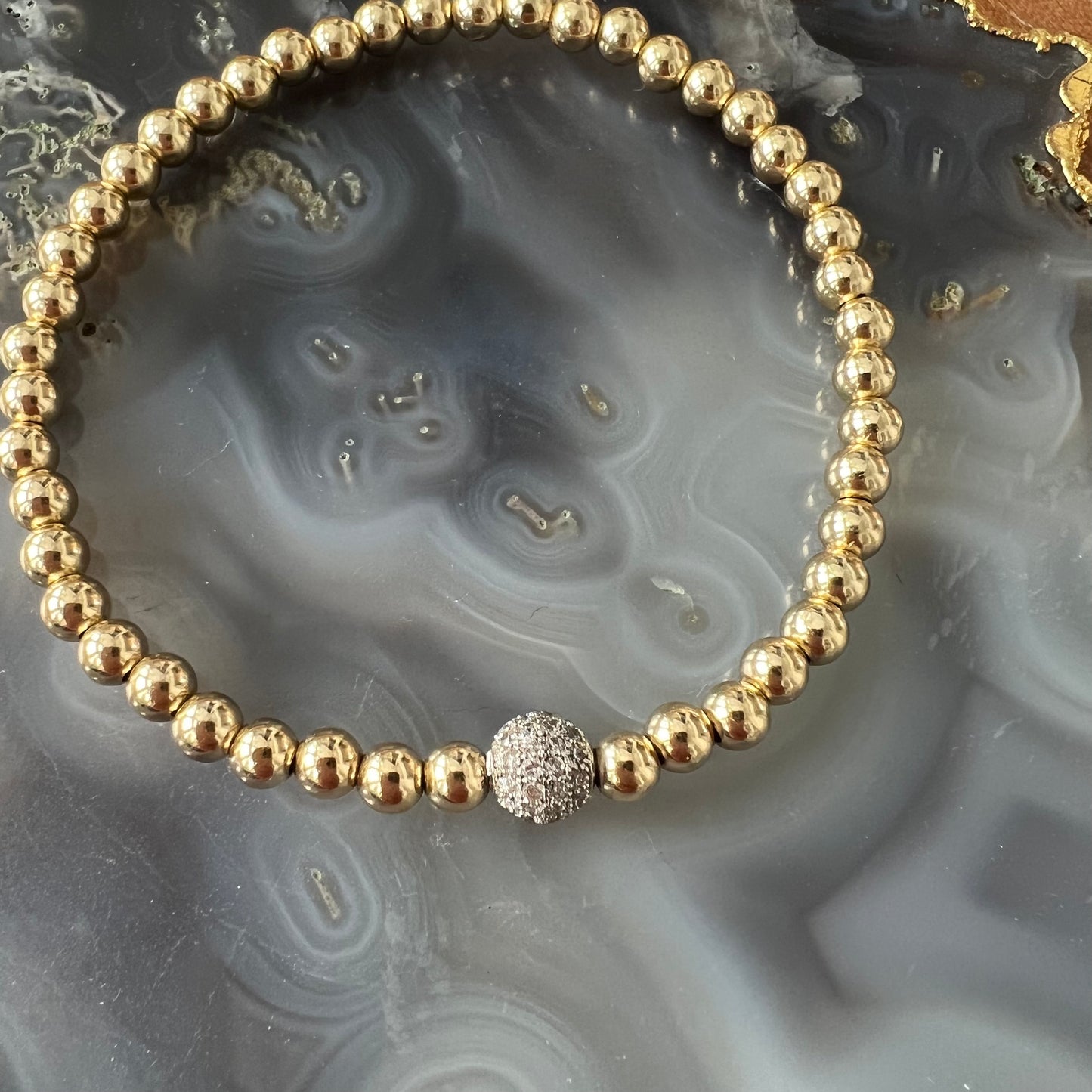 Ruby & Violet Gold Balls with Pave Beads