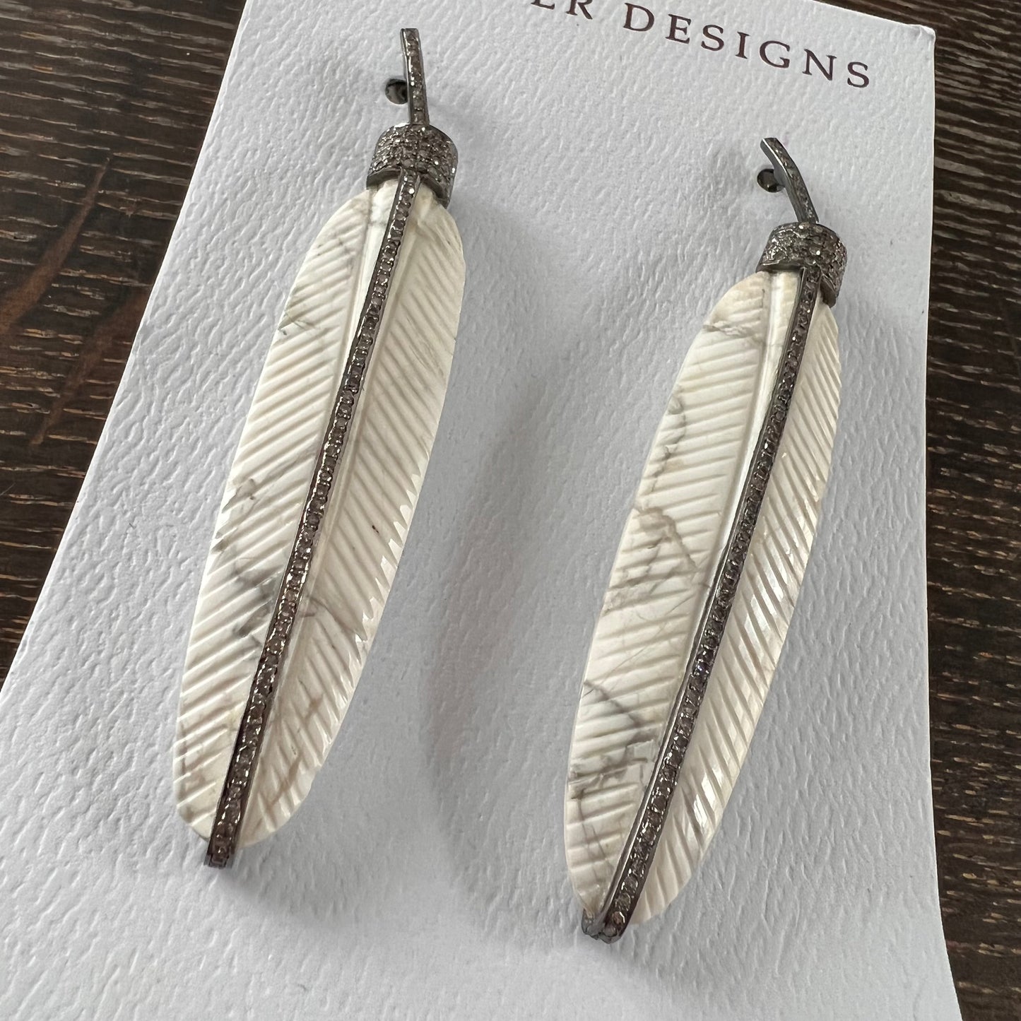 S. Carter Howlite Feather Earring