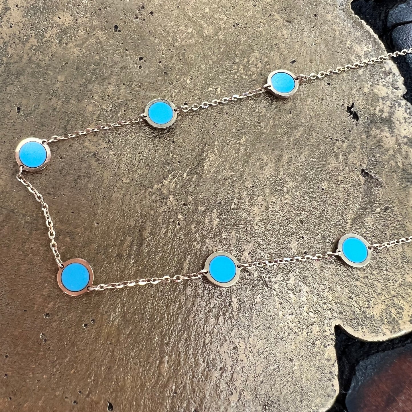 Erin Wachs Circle Enamel Gold Necklace
