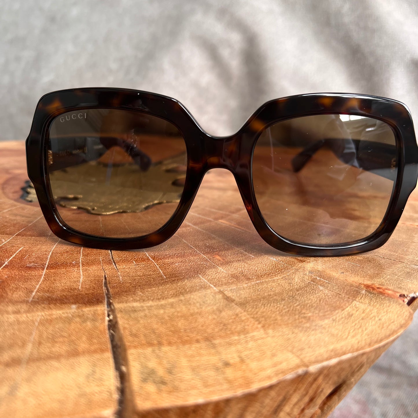 Gucci Square Tort Frames + Blue/Red Arm Sunglasses