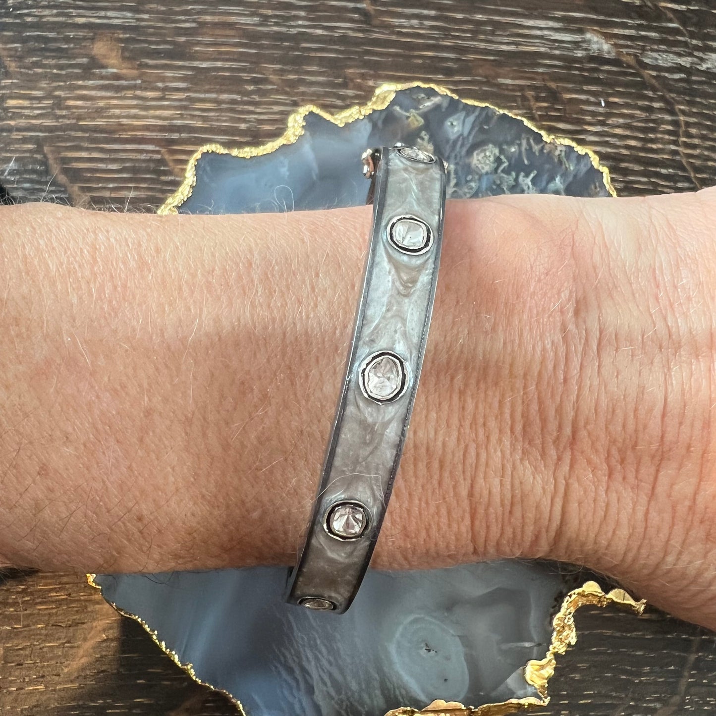 S. Carter 10 Sliced Diamonds Sm Brwn Enamel Bracelet