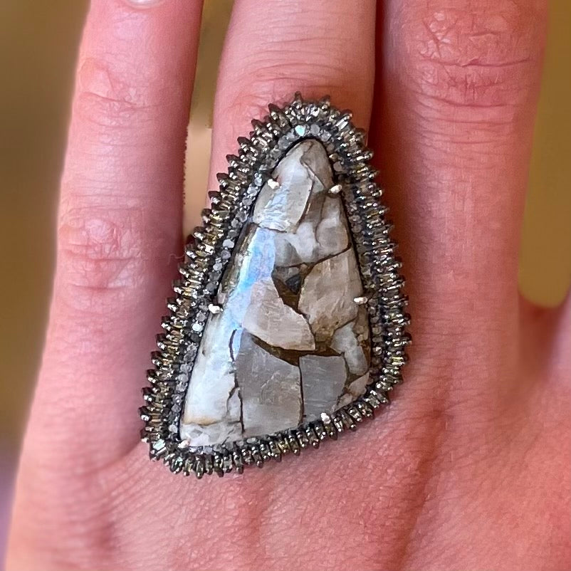 S. Carter Calcite Metal Matrix Diamond Ring