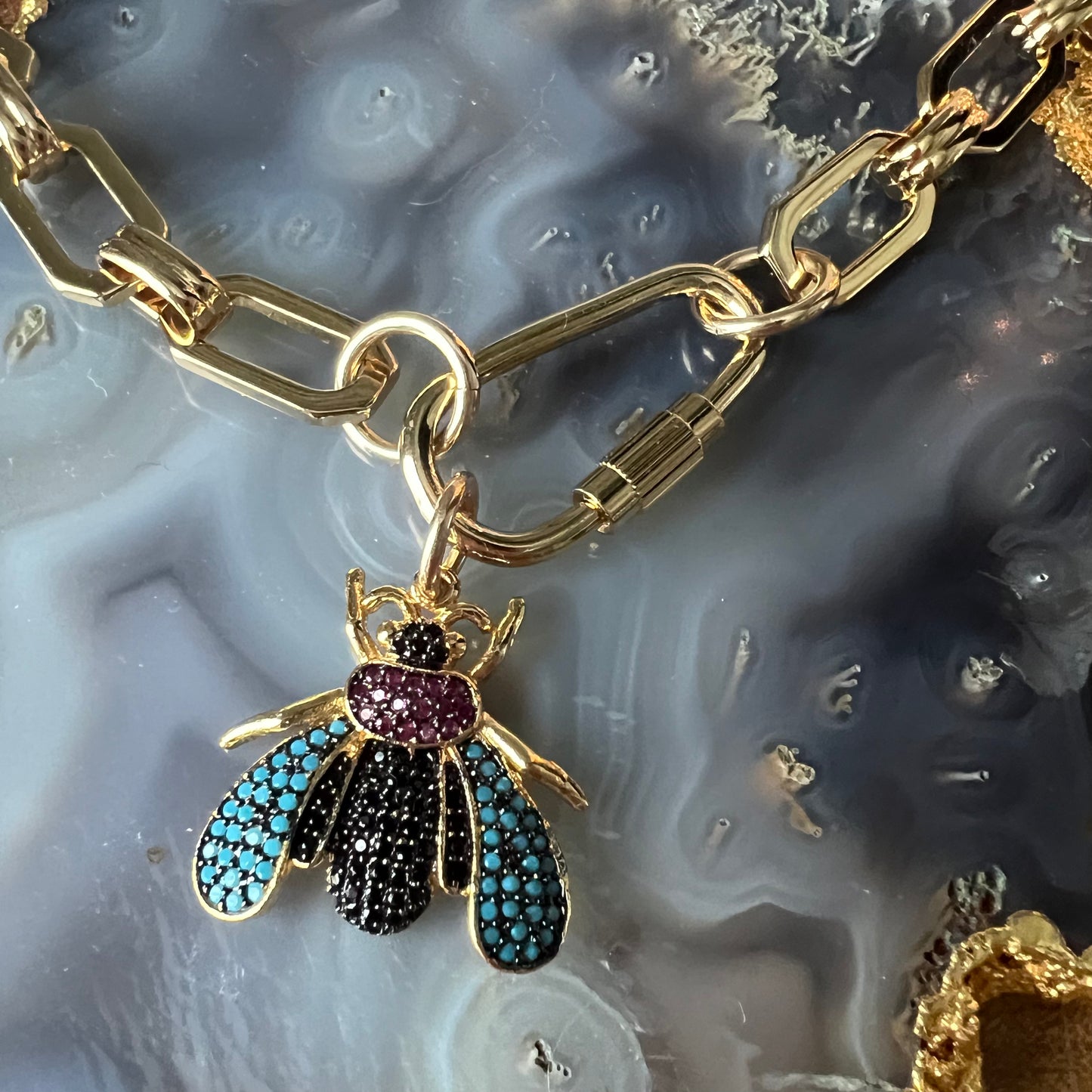 Cristina V. Bug Charm Link Necklace