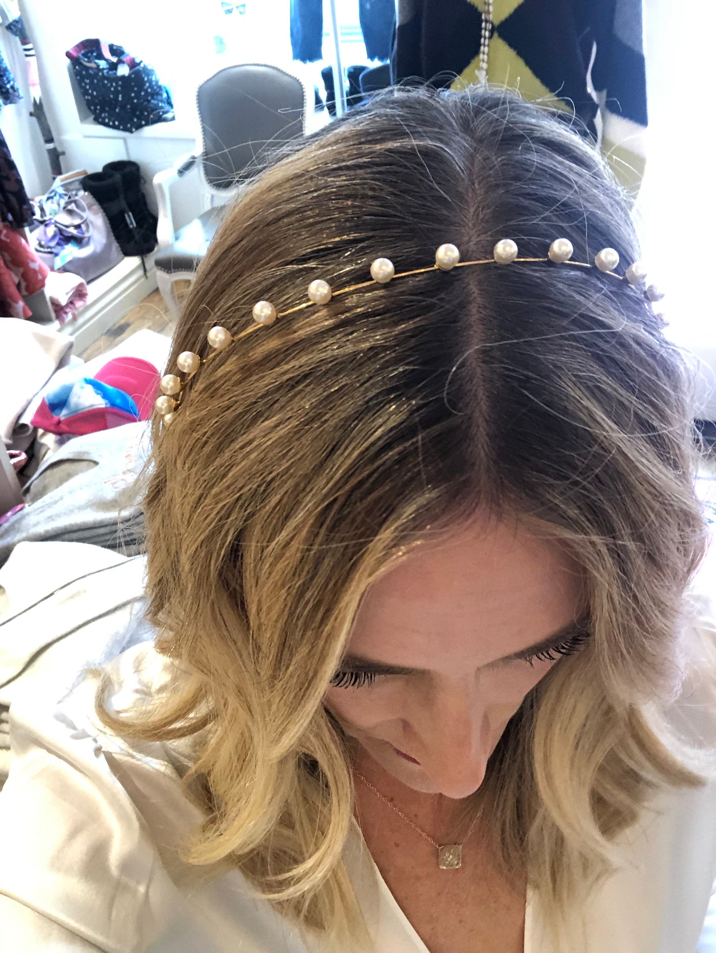 Jennifer Behr Ines Skinny Pearl Headband