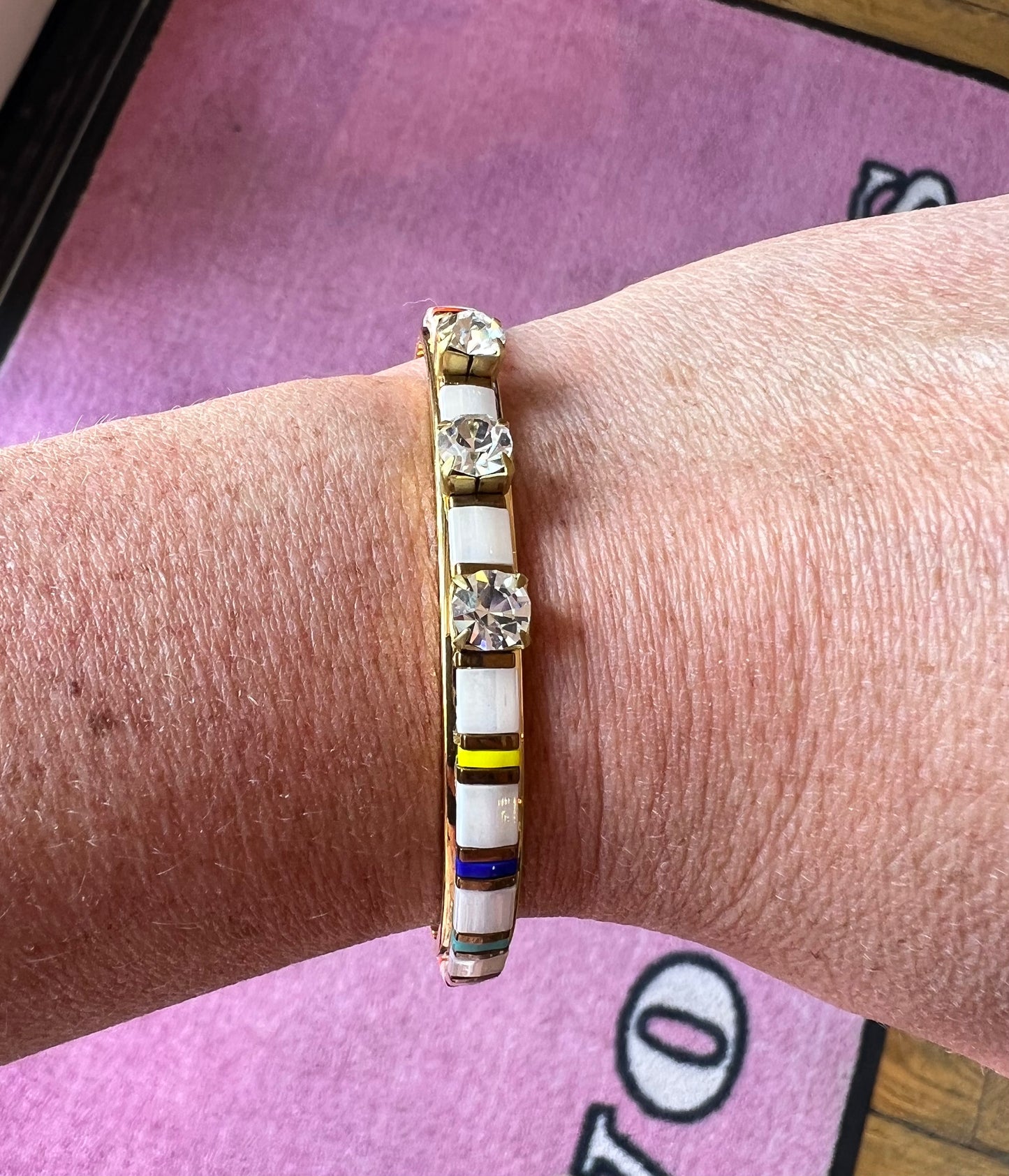 Sandy Hyun Rhinestone Stripe Bangle