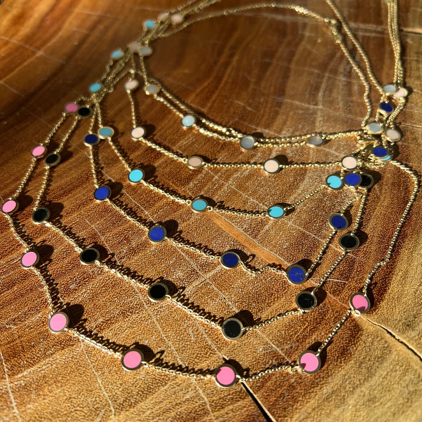 Erin Wachs Circle Enamel Gold Necklace