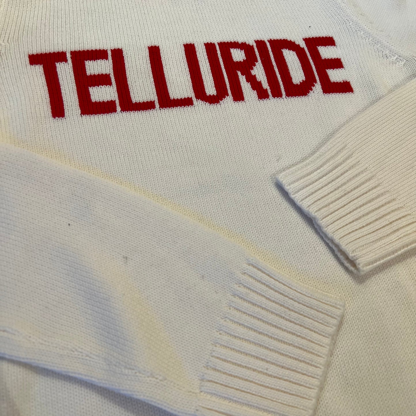 E&I Telluride White/Red Sweater