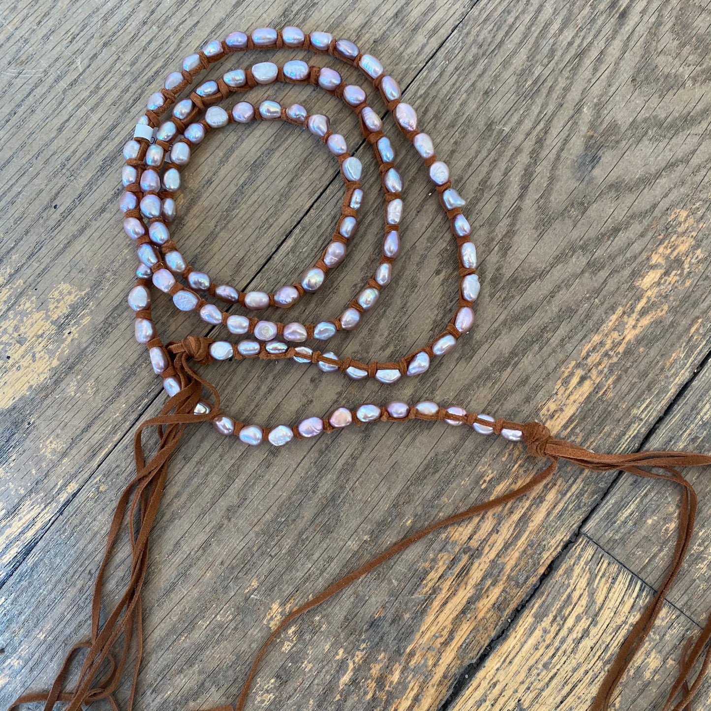 Tess Lavender Sm Pearl Triple Wrap