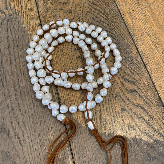 Tess Extra Long Medium White Pearls