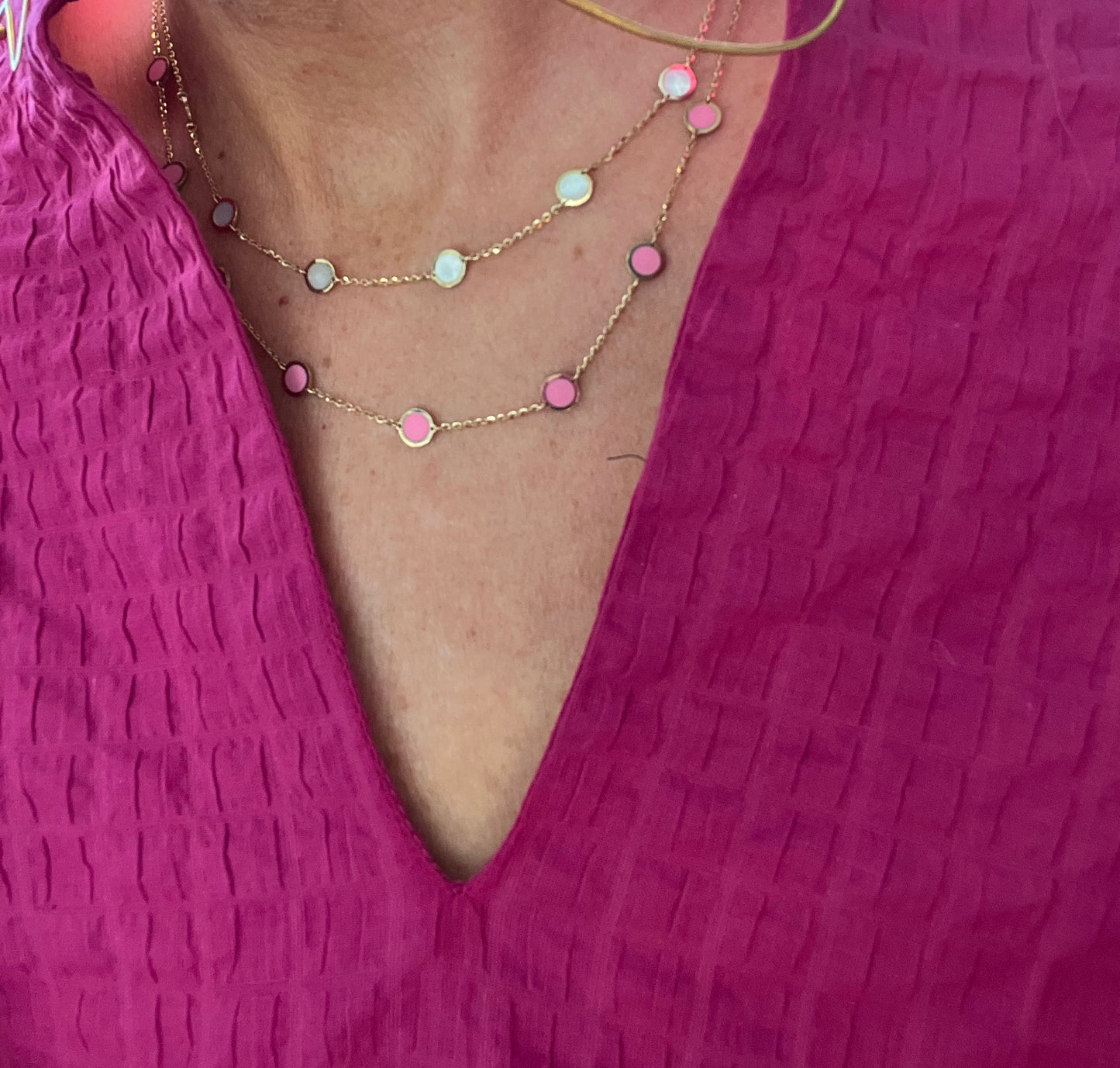 Erin Wachs Circle Enamel Gold Necklace