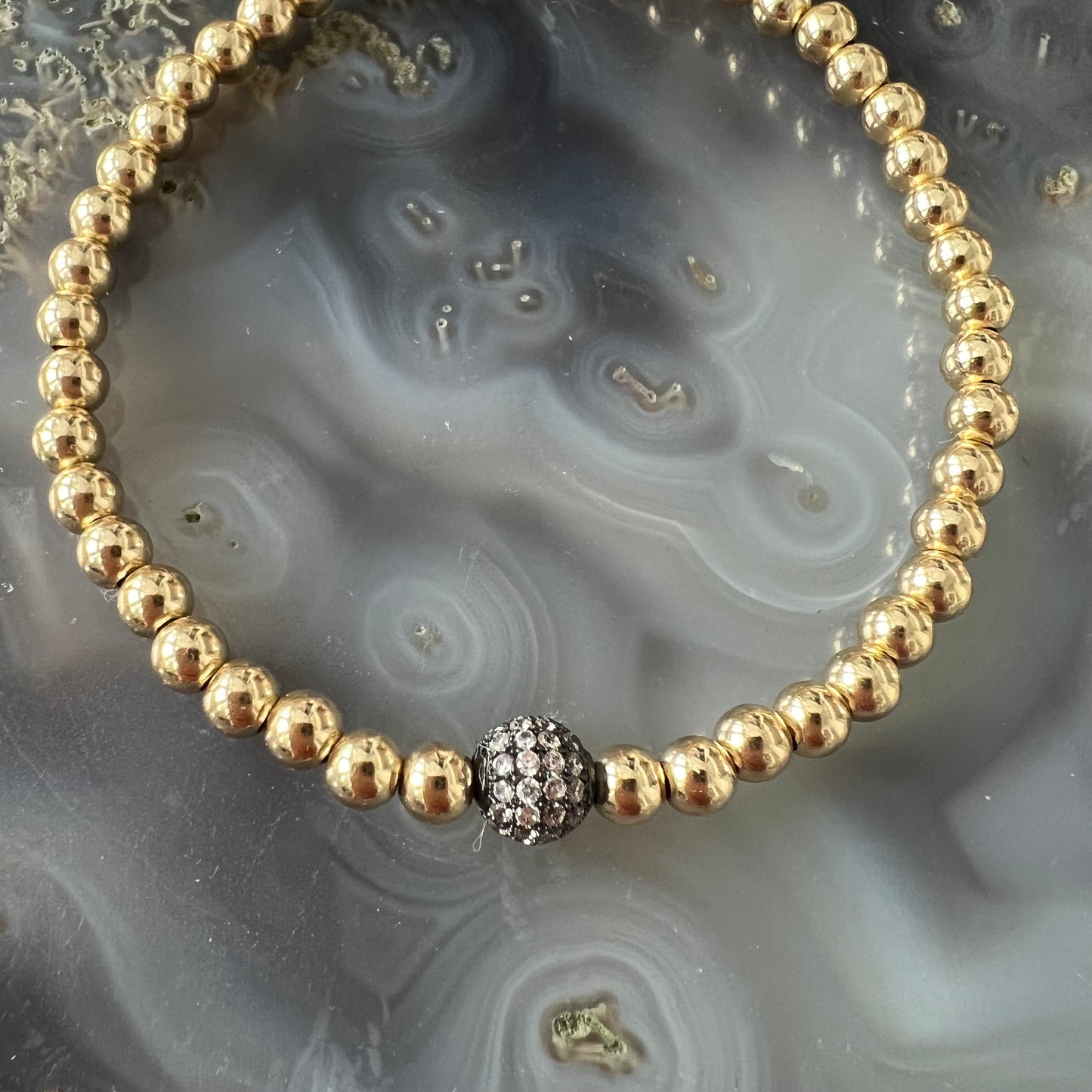 Ruby & Violet Gold Balls with Pave Beads