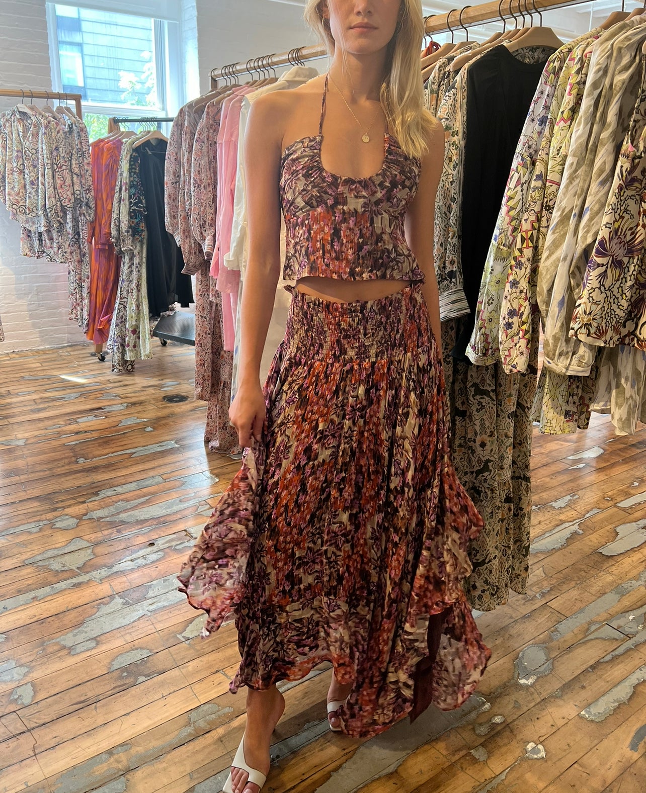 Maria Cher Amapola Print Maxi Skirt