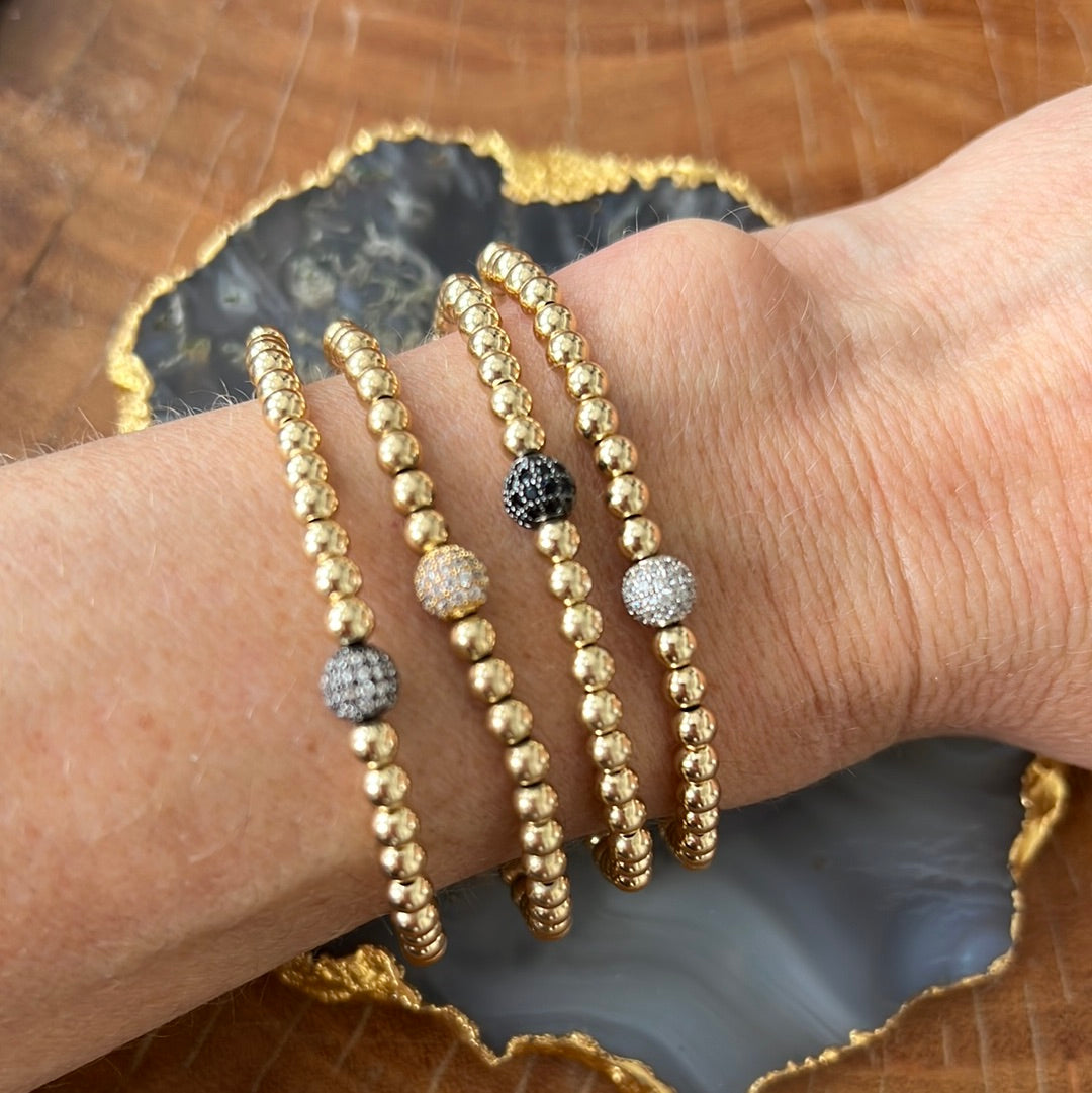 Ruby & Violet Gold Balls with Pave Beads