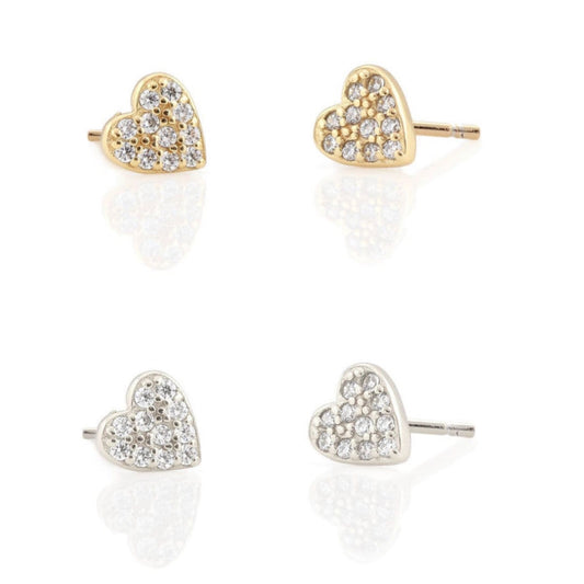 Kris Nations Heart Crystal Stud Earrings