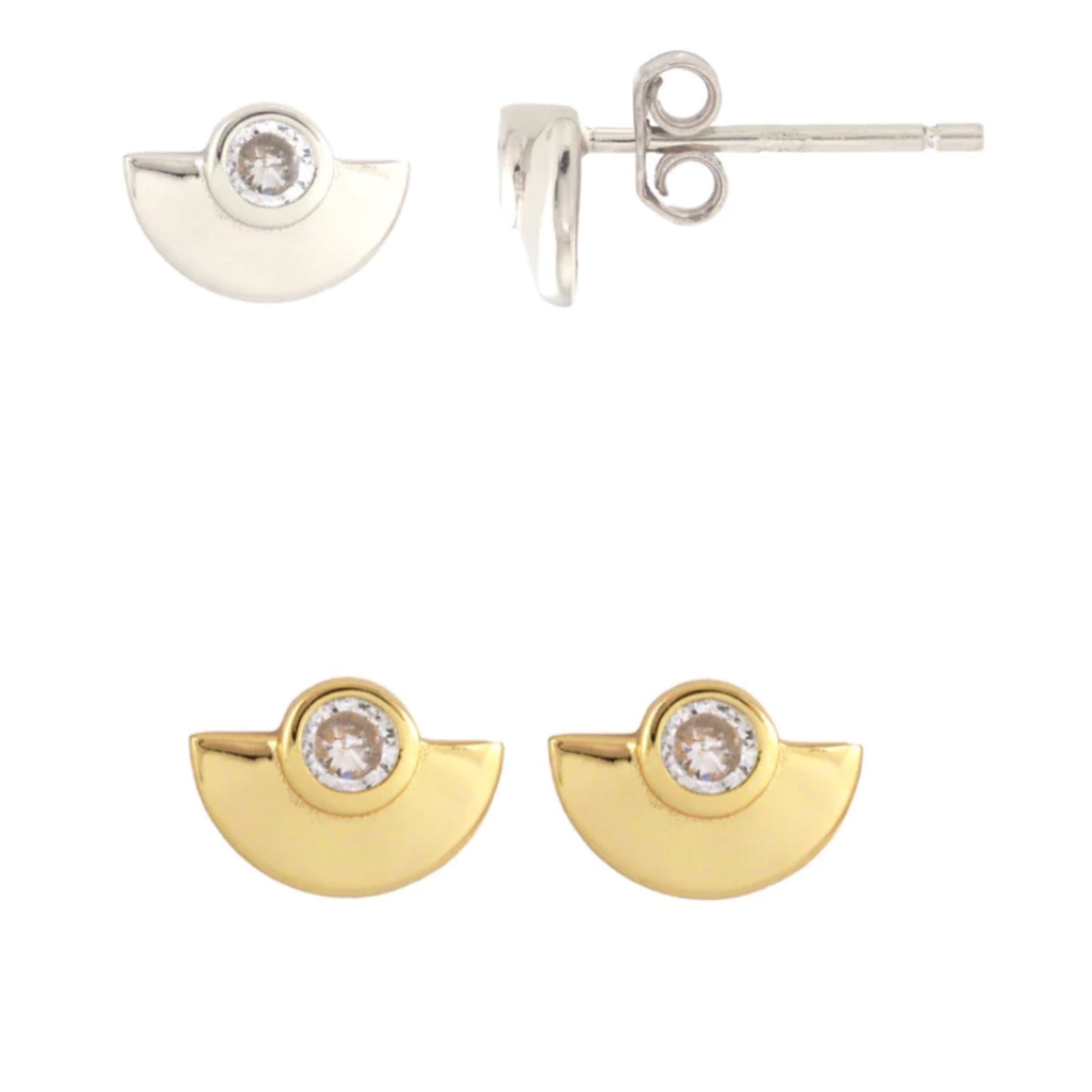Kris Nations Half Moon Crystal Stud Earring