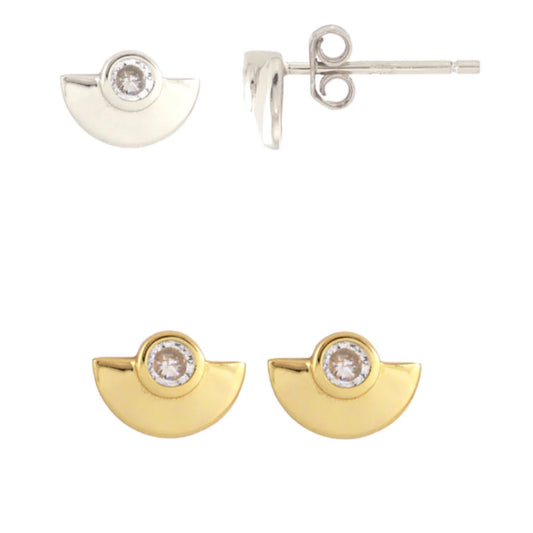 Kris Nations Half Moon Crystal Stud Earring