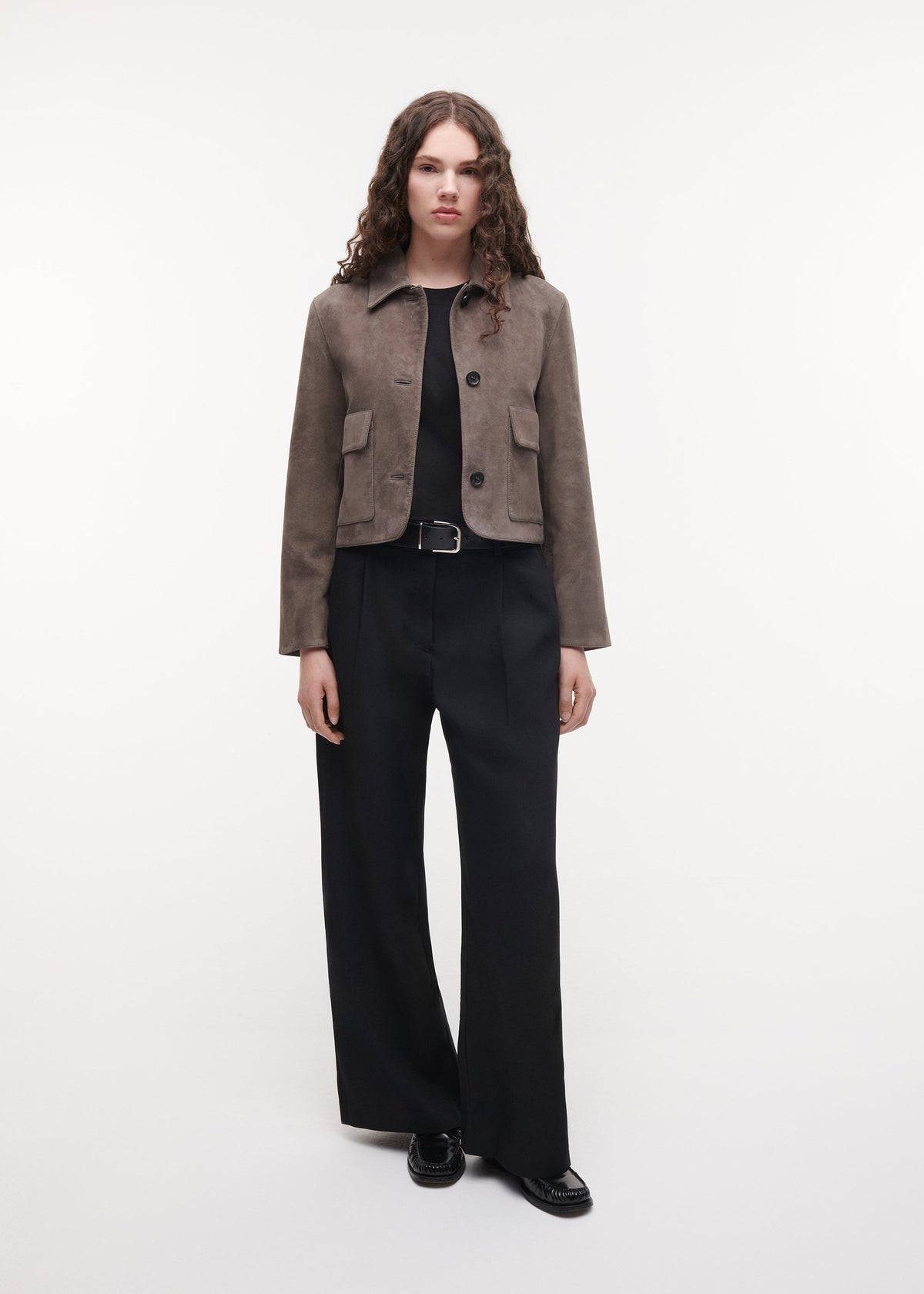 Studio AR Marley Jacket in Brown Grey suede
