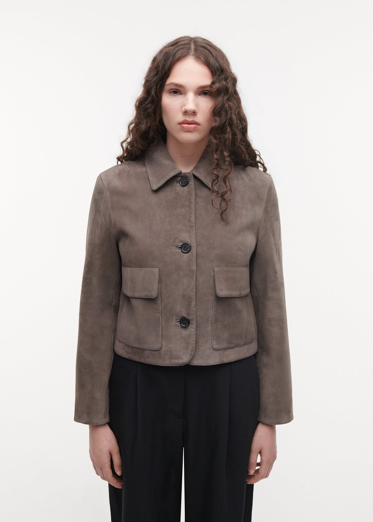 Studio AR Marley Jacket in Brown Grey suede, alternate view
