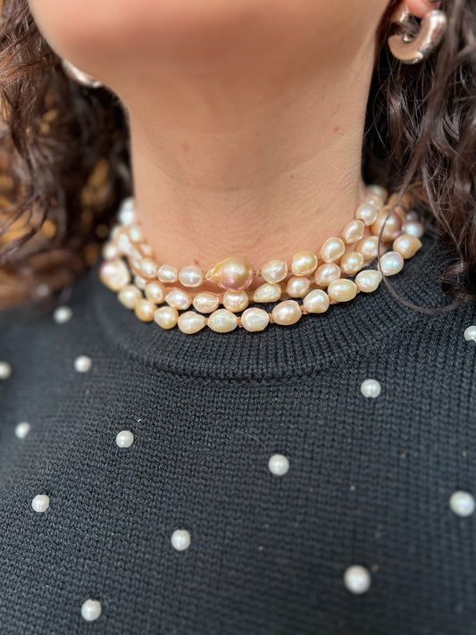 Tess Peach Baroque Pearls
