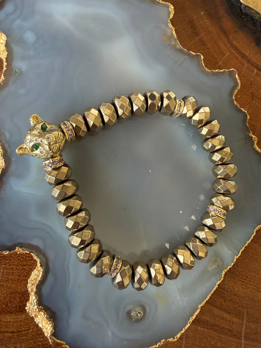Ruby & Violet Leopard Pyrite Bracelet