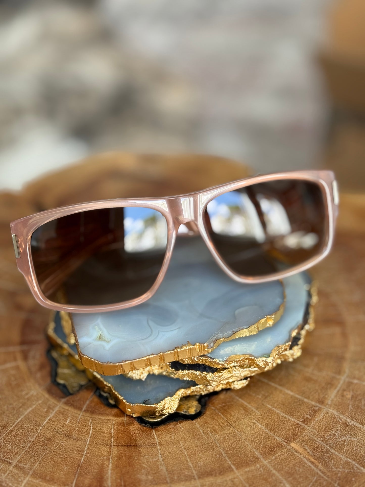 YSL Wide Clear Nude Sunglasses