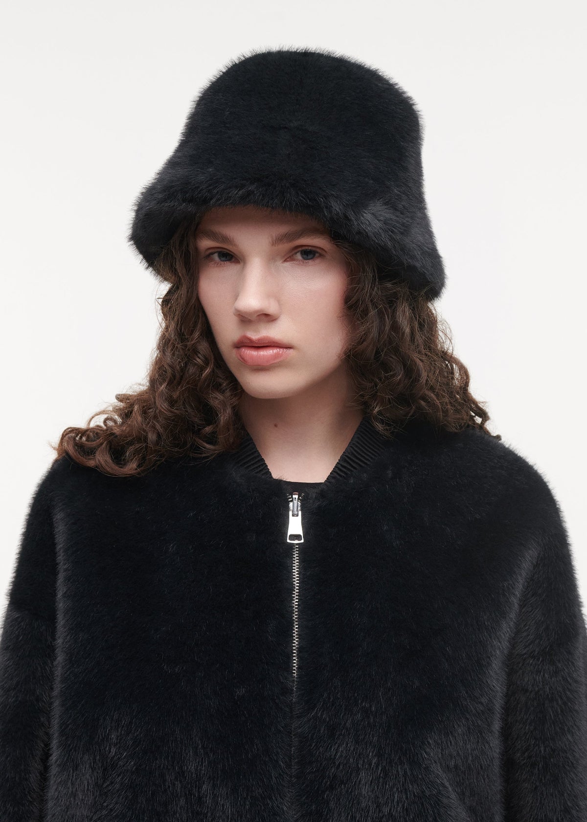 Studio AR Beau Faux Fur Hat in Dark Grey, alternate view