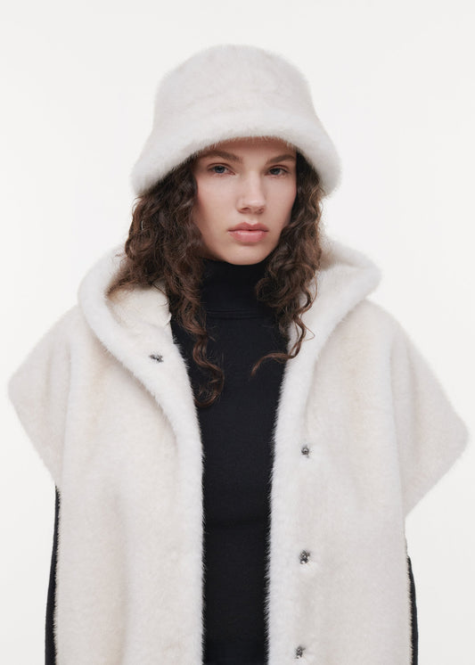 Studio AR Beau Faux Fur Hat in Ecru, alternate view