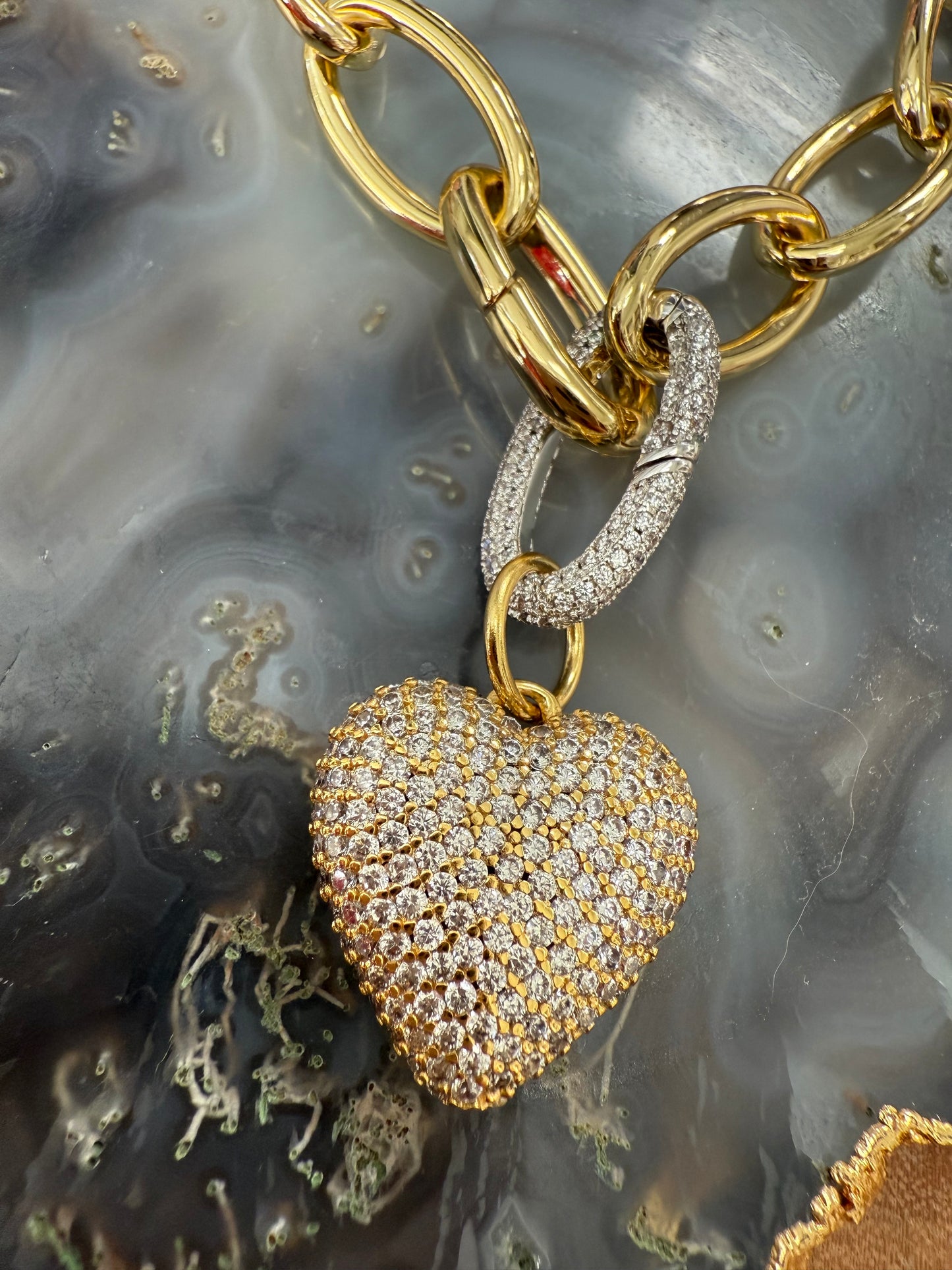 Lauren Amble Pave Puffy Heart Necklace
